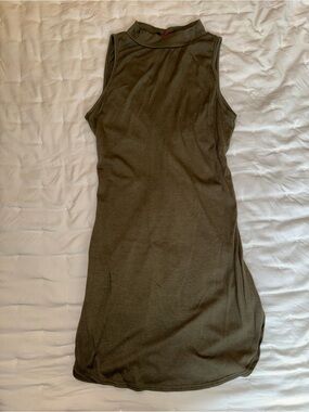 Blush Sleeveless Mock Neck Tank Dress - Olive Green